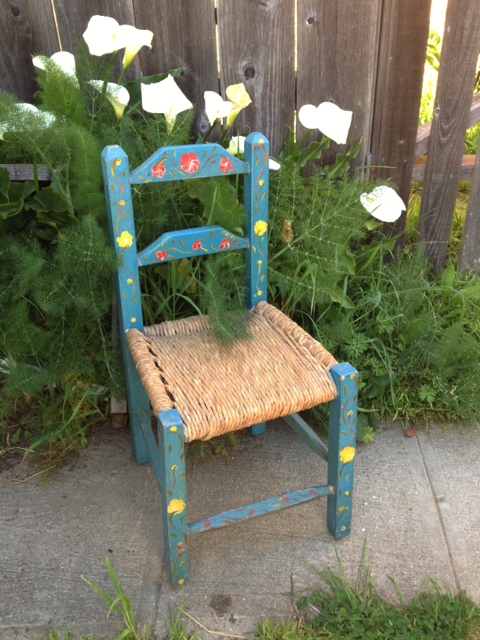 Little blue chair my grandfather brought from Mexico for me when I was 6. I