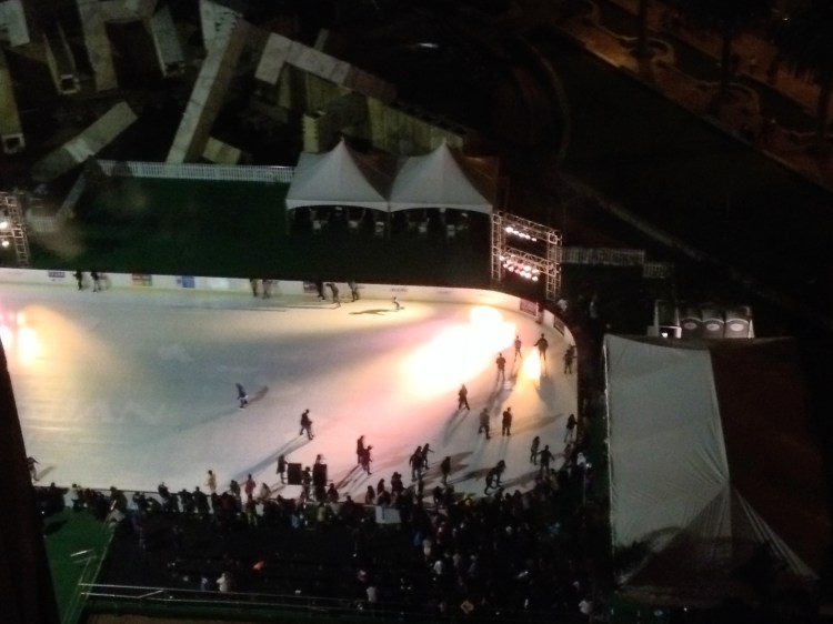 Ice rink from 12th floor window