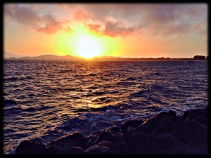 Sun setting far north of Mount Tam