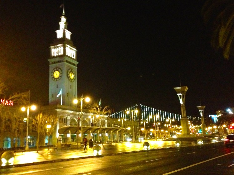 San Francisco's Embarcadero With Ferry Building and Bay Bridge