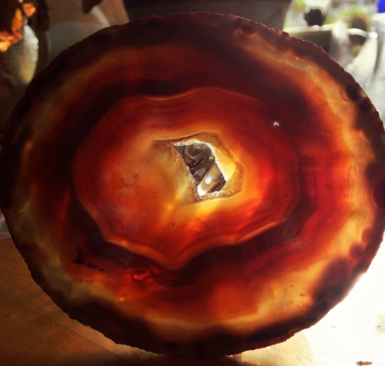 Light through a clive of a geode
