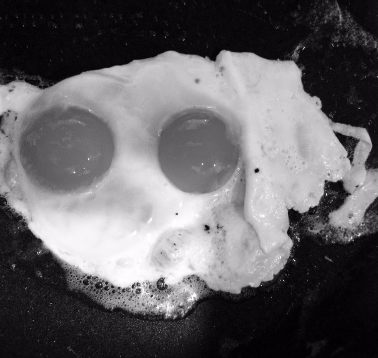 1-"Here's Looking at You Kid" Two yoked egg