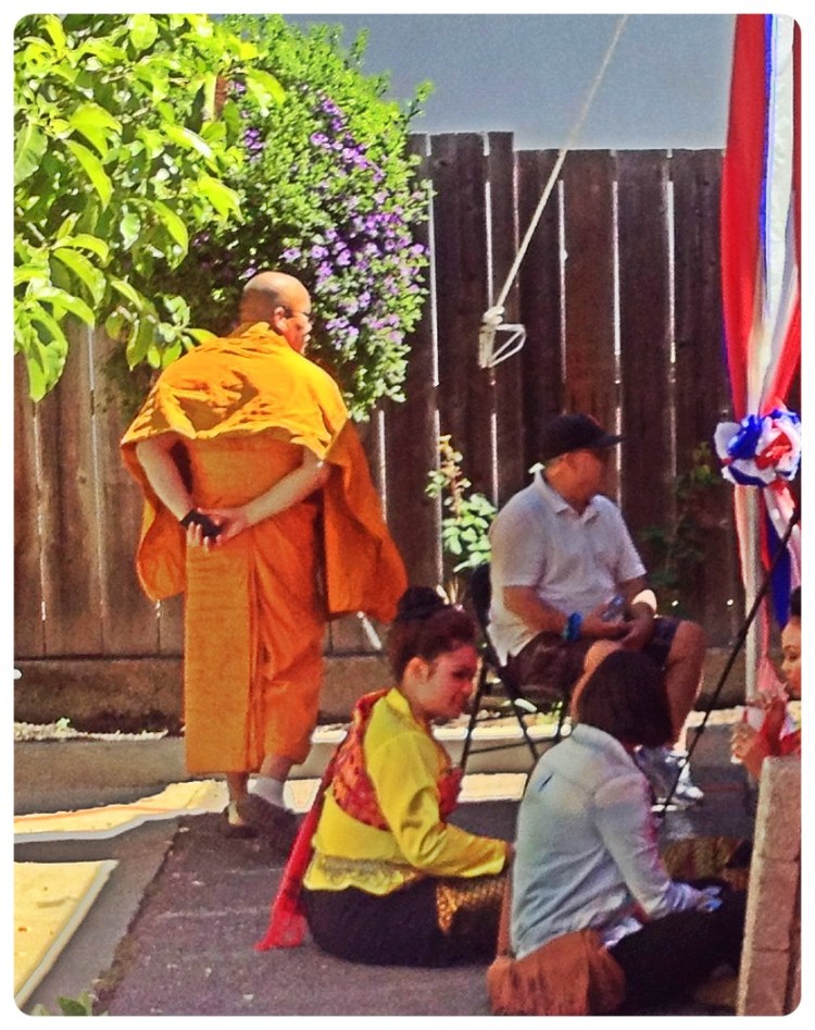 Back stage with Saffron robbed monk