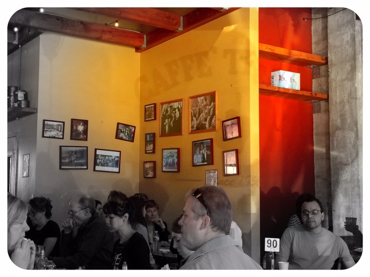 No one seems to notice What is on the wall of Cafe Trieste 