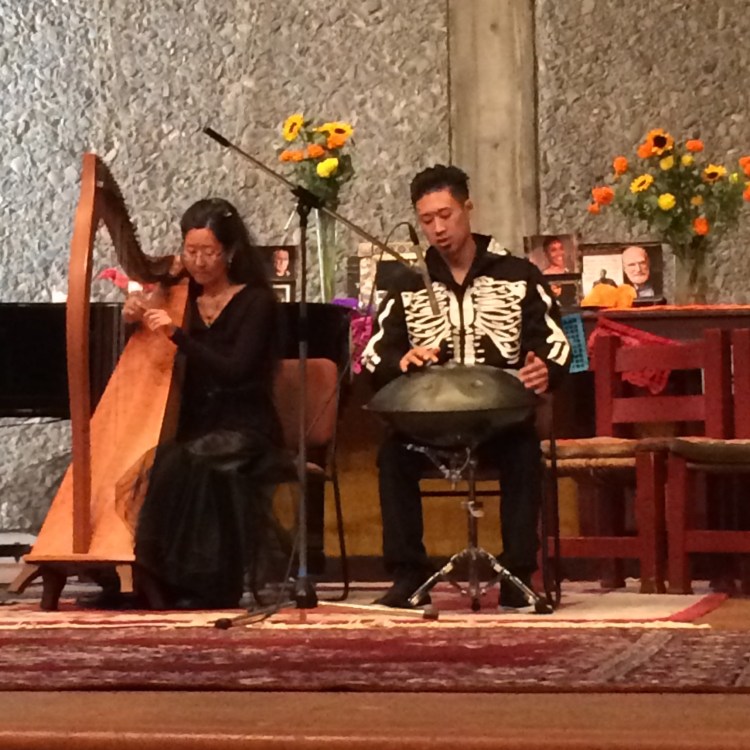 Harp and steel drum Play for Day of the Dead