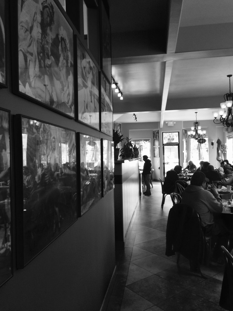 Narrow aisle int a cantina 