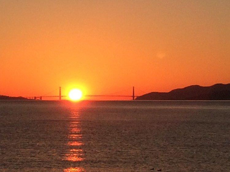 Path of Solstice Sunset Behind Golden Gate Bridge