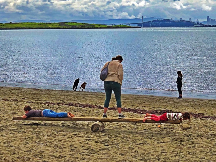 Balancing at the beach